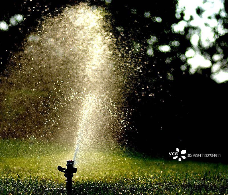 草地洒水图片素材