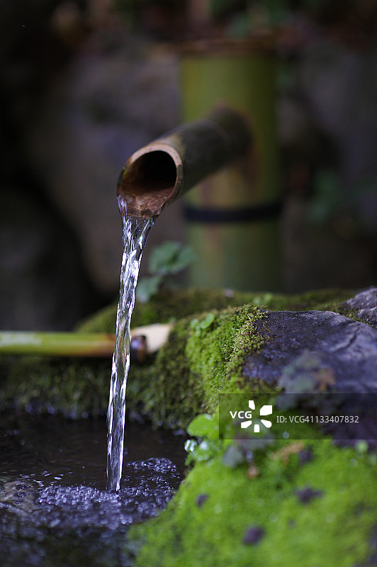 京都寺庙里的惊鹿图片素材