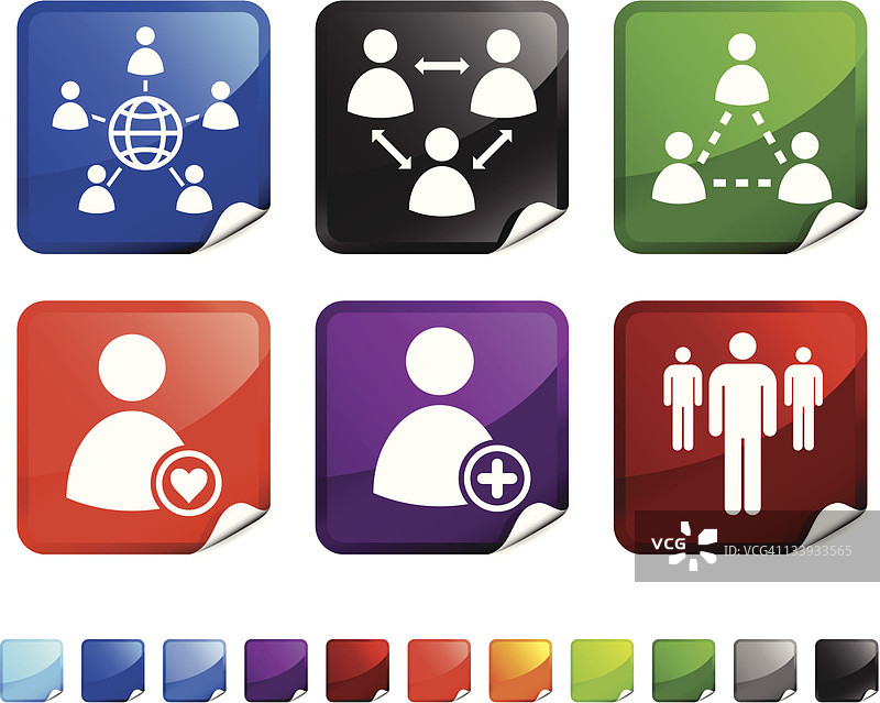 在线群组社交免版税矢量图标贴纸图片素材