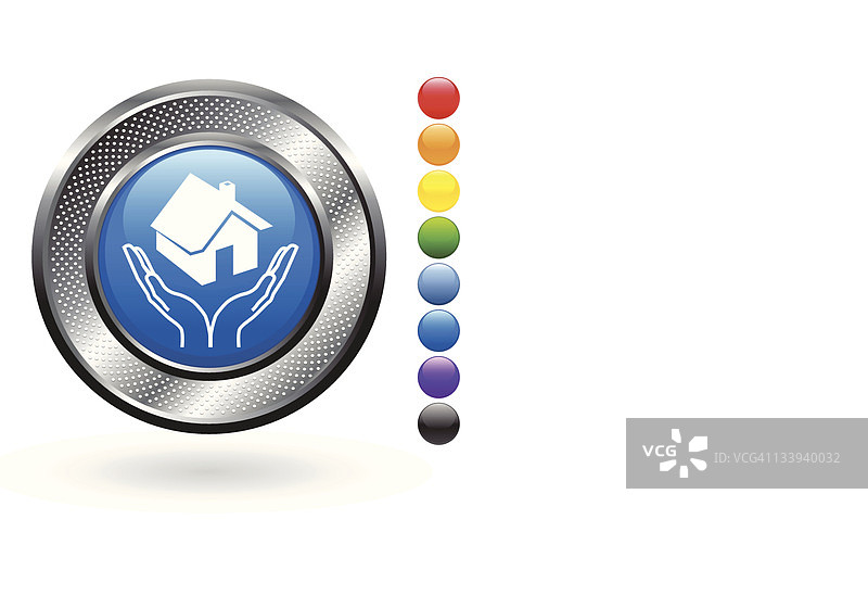金属按钮上的新房免版税矢量图图片素材