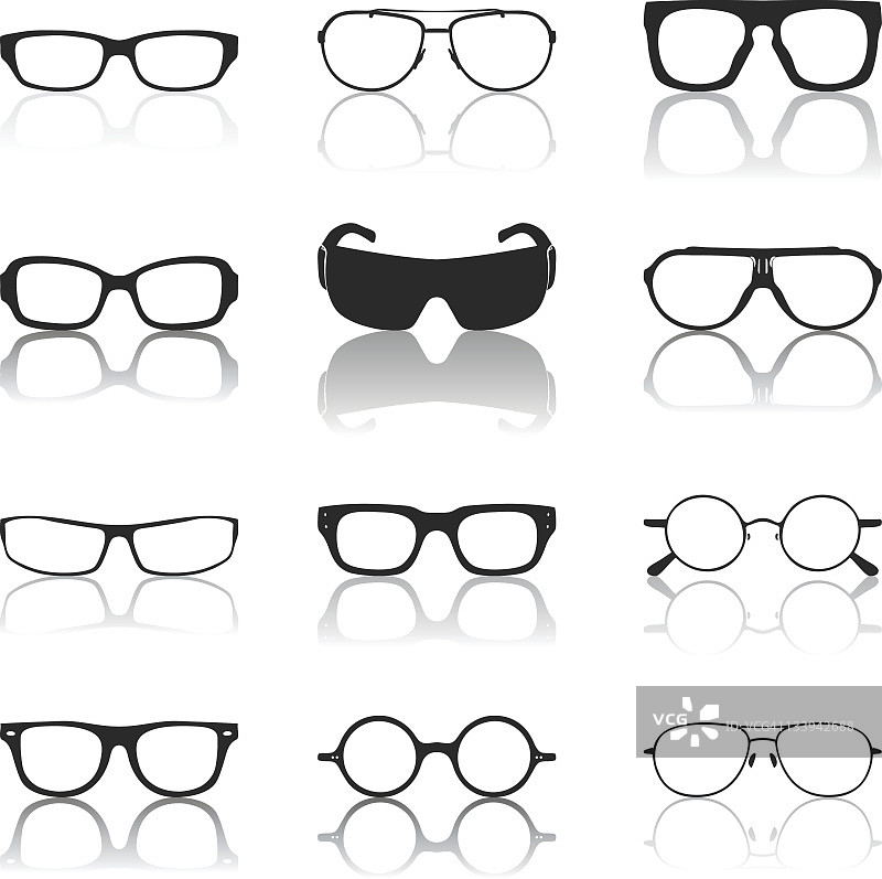 白色背景上的太阳镜镜像图标选项图片素材