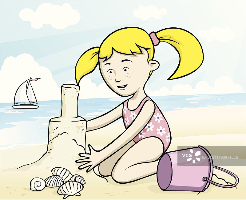 沙滩上的女孩图片素材