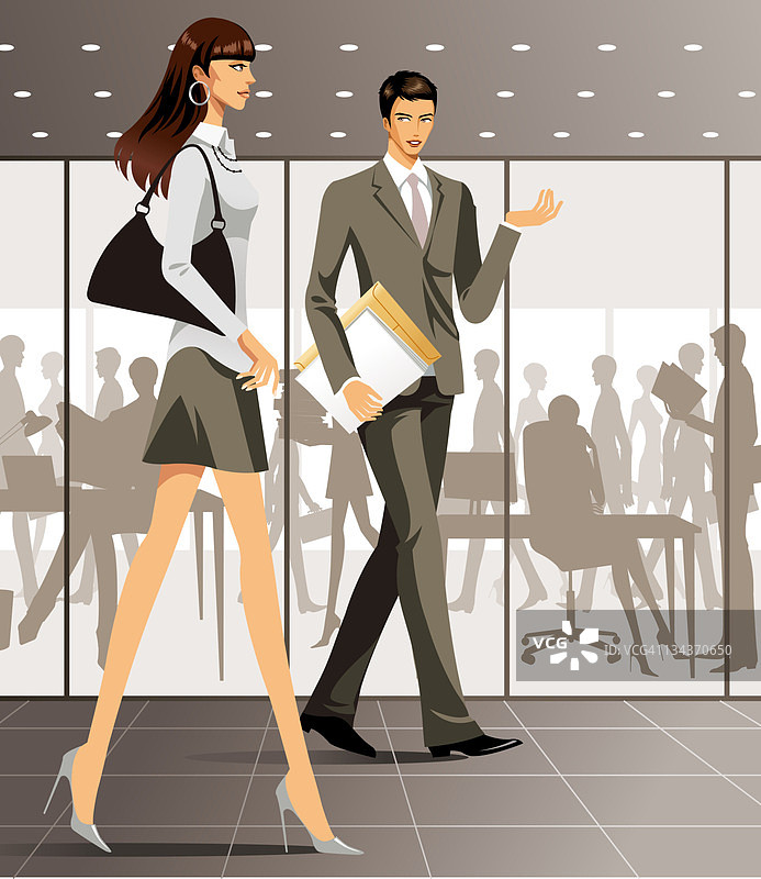 一位商人欢迎一位女商人图片素材