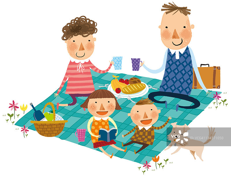野餐的一家人图片素材