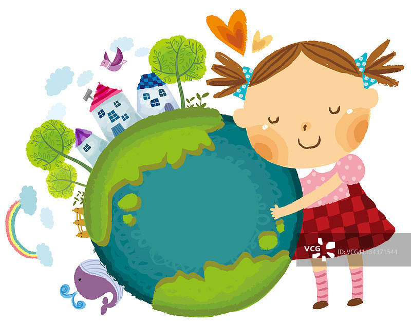 女孩热爱地球图片素材