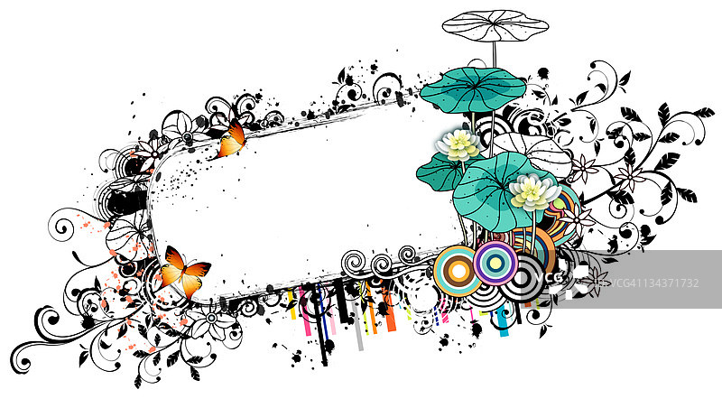 白色睡莲花矩形框架图片素材