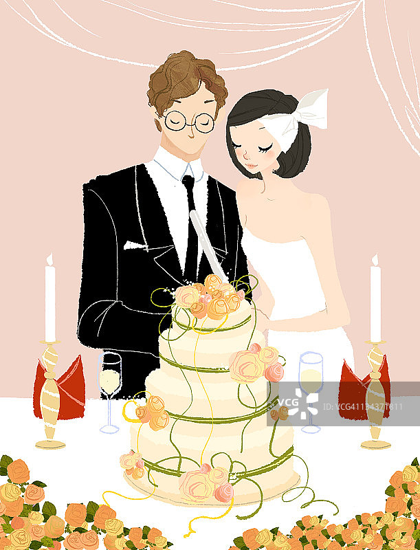 情侣切结婚蛋糕图片素材