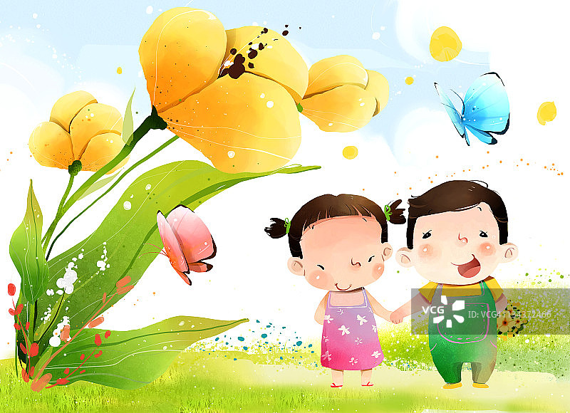 男孩和女孩的肖像图片素材