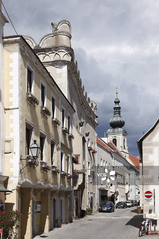 施泰纳兰德大街，施泰因，瓦豪山谷，瓦尔德地区，下奥地利州，奥地利，欧洲图片素材