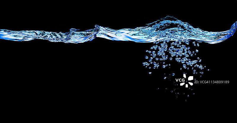 蓝色水中的气泡XXL图片素材