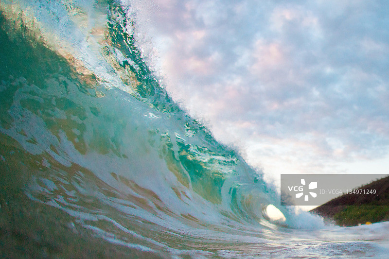 波浪日落图片素材