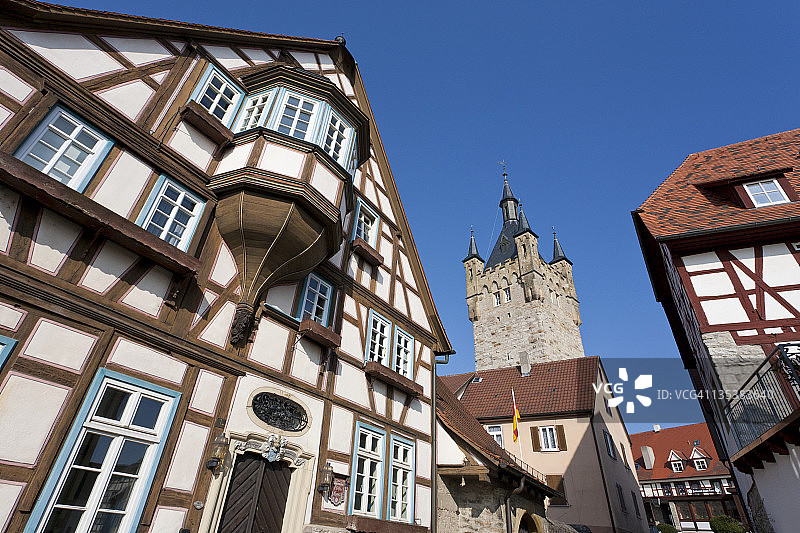 德国巴登-符腾堡州巴特温普芬历史悠久的老城区景色图片素材