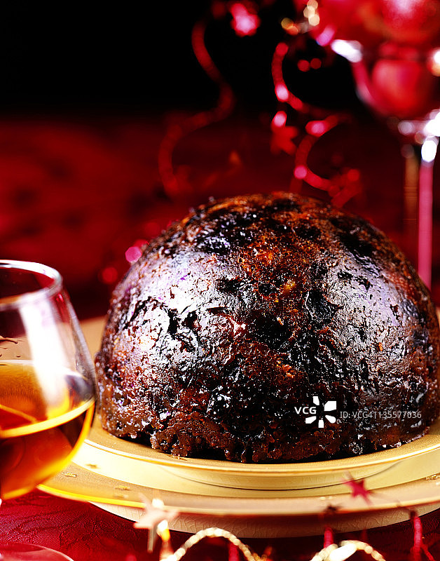 圣诞布丁和白兰地图片素材