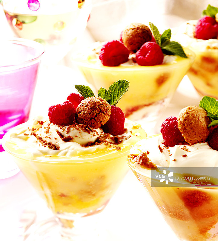 鸡尾酒杯中的 trifle图片素材