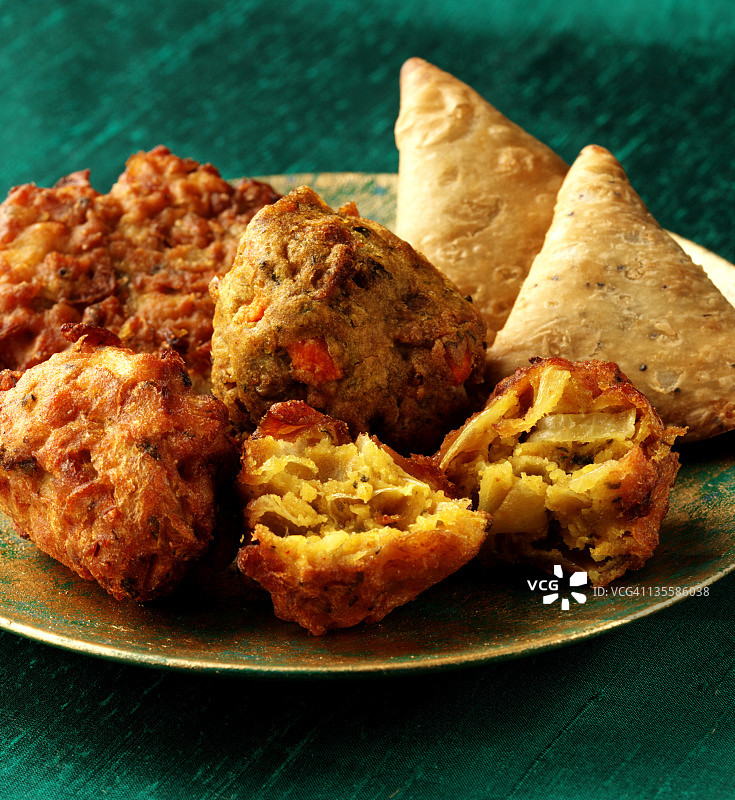 洋葱饼和咖喱角图片素材