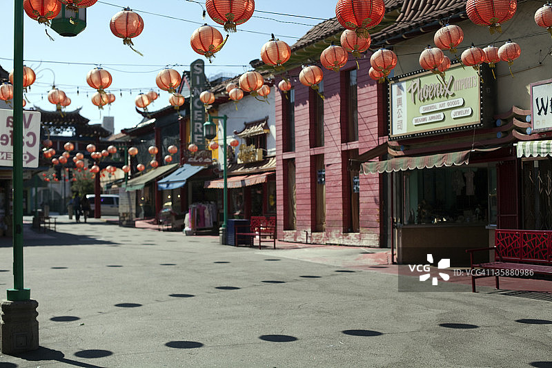 洛杉矶晴朗炎热的中国城图片素材