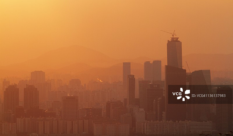 汝矣岛黄昏天际线图片素材