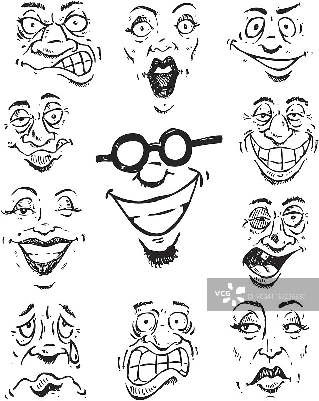 有趣的男人和女人面孔图片素材