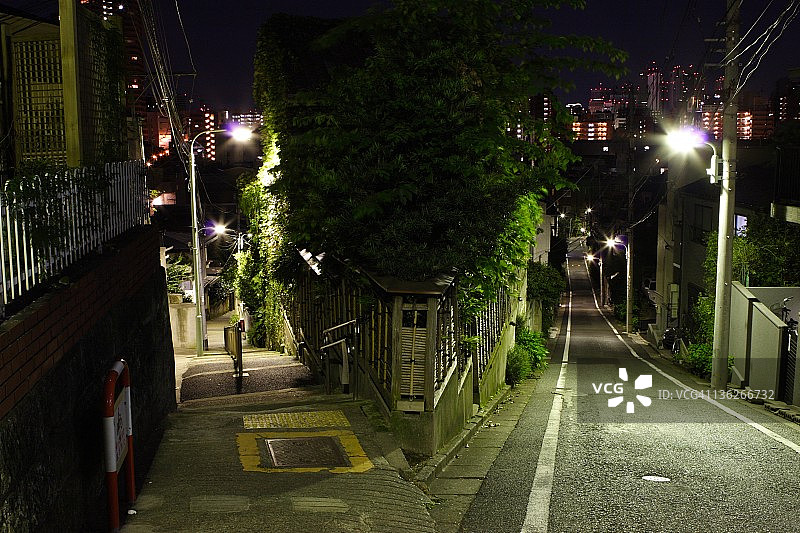 文京区夜间小巷街道图片素材