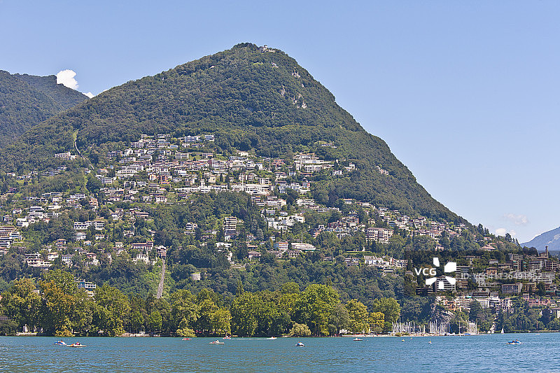 卢加诺布雷山和卢加诺湖，瑞士图片素材