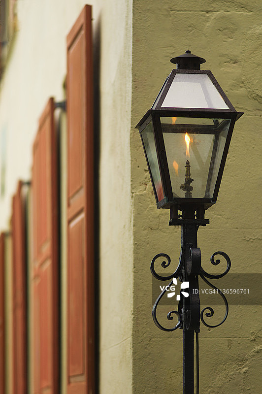 美国南卡罗来纳州查尔斯顿燃气路灯特写图片素材