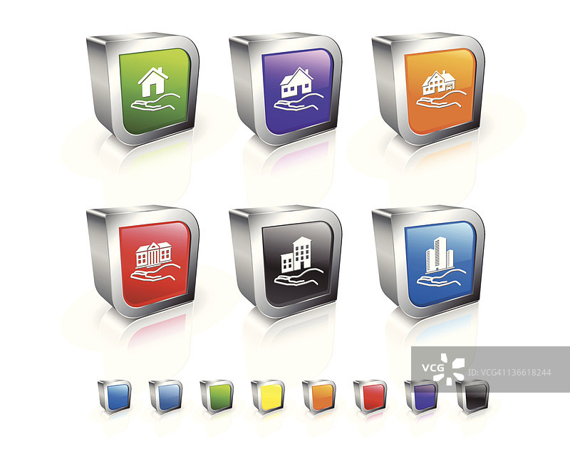 房地产3D免版税矢量图标集图片素材