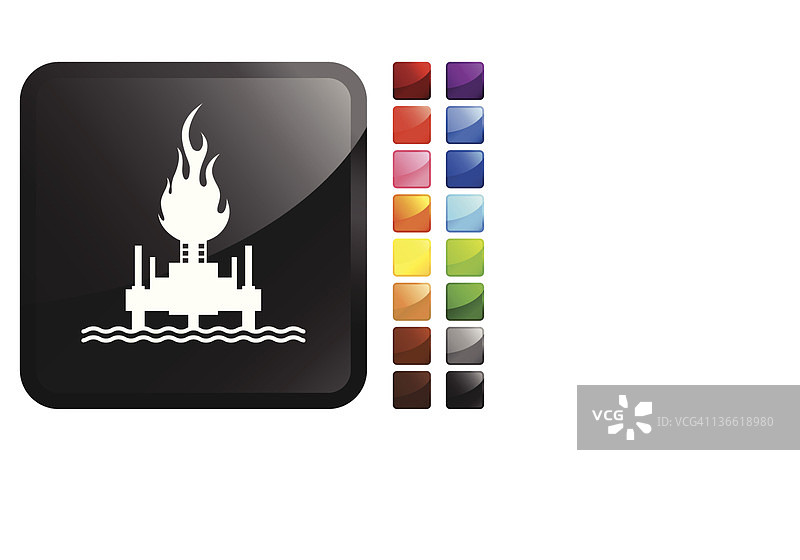 着火的钻井平台电脑图标贴纸图片素材