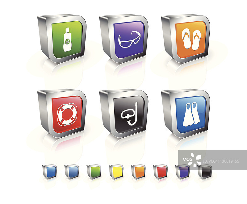 海滩配件3D图标集图片素材