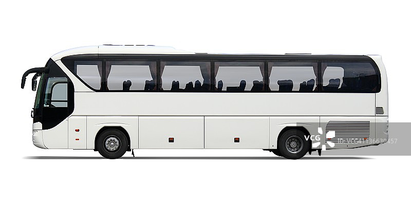 空无一人的白色旅游巴士图片素材