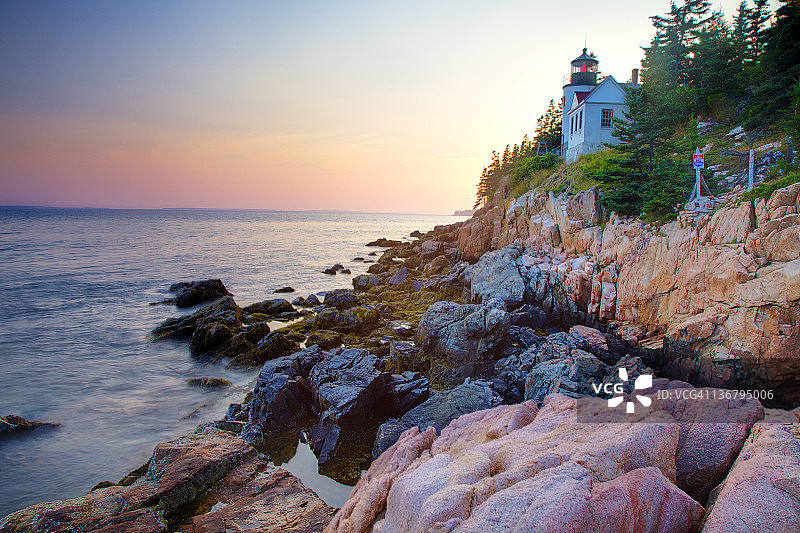 贝斯海岬灯塔日落图片素材