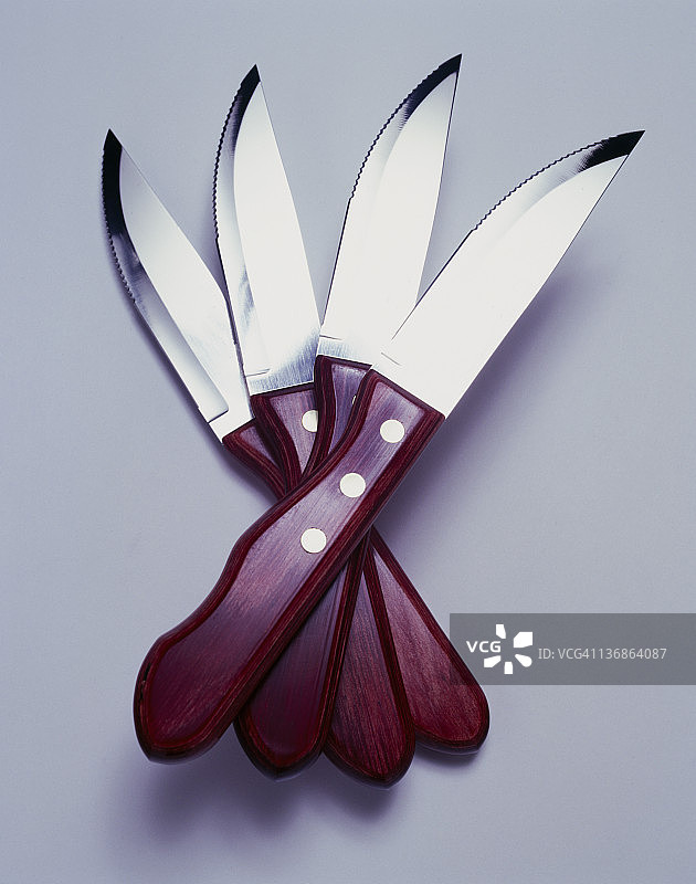 四把牛排刀图片素材