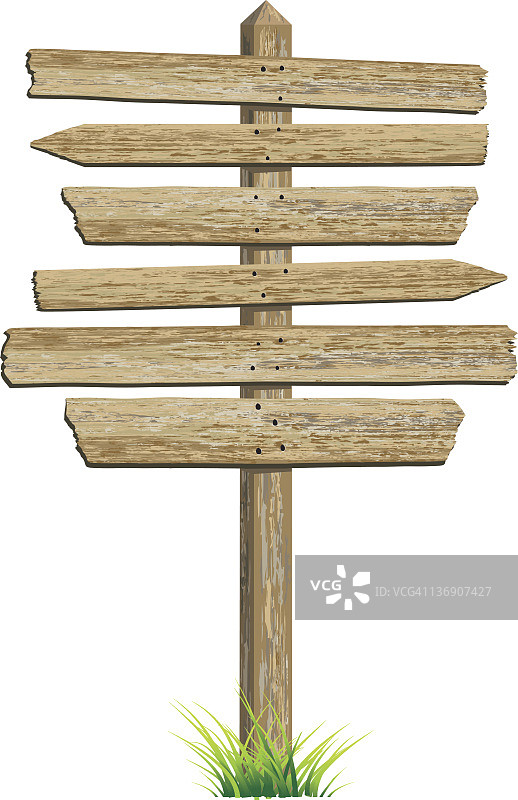 用棕褐色木板制成的老西部风格立式指示牌图片素材