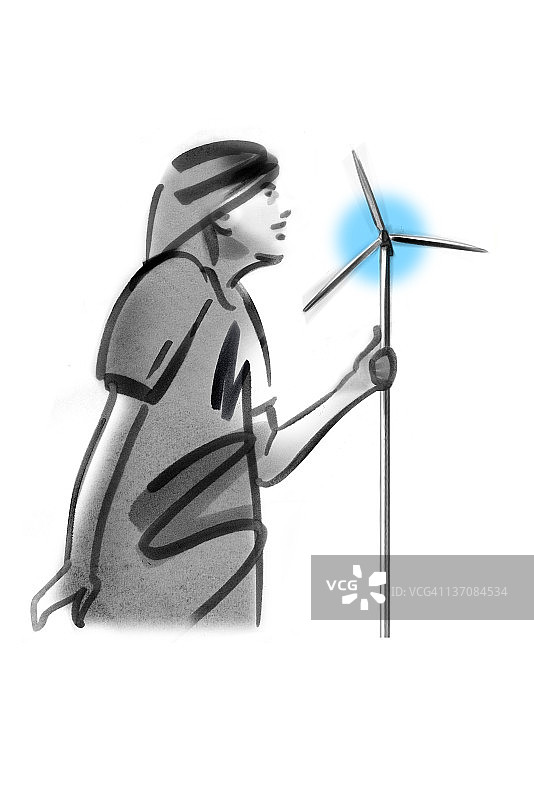 手持风车的人图片素材