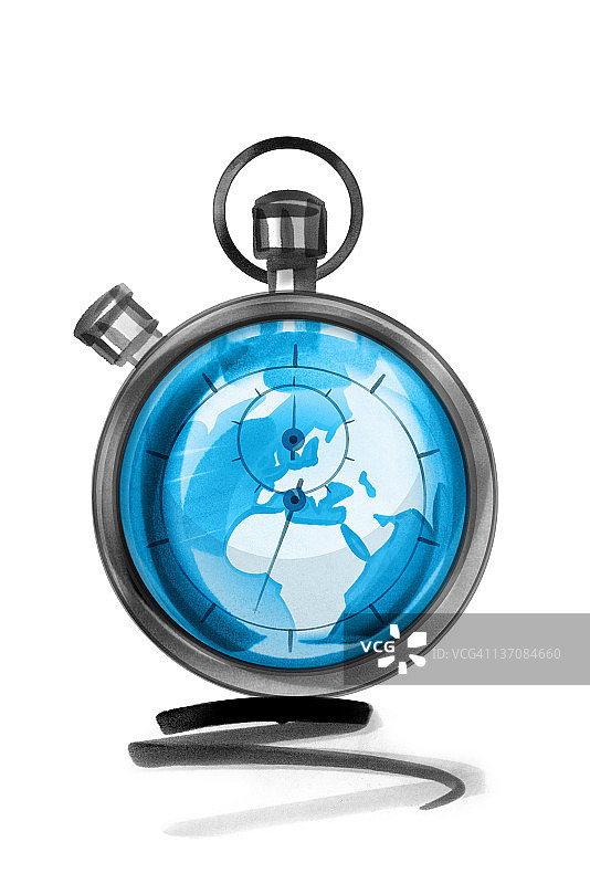 带秒表的地球模型图片素材