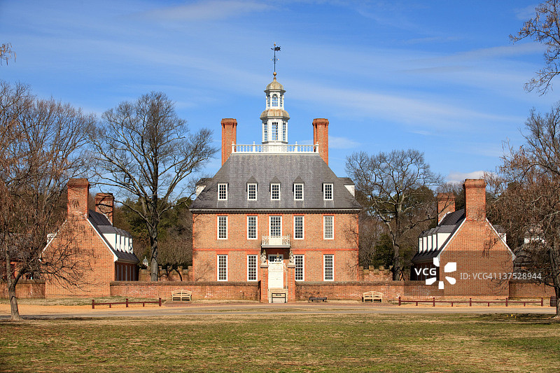 弗吉尼亚州威廉斯堡的总督府图片素材