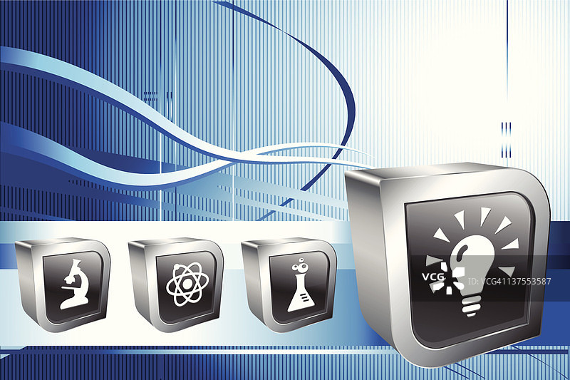 抽象蓝色背景上的免版税科学矢量图图片素材