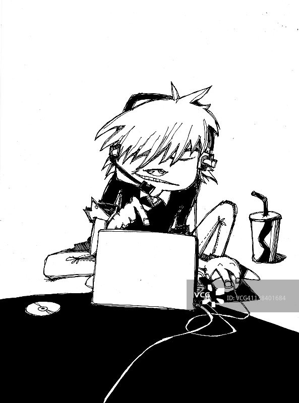 年轻男人使用笔记本电脑图片素材