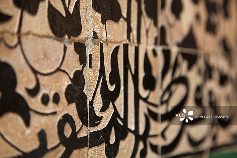 马拉喀什本·优素福清真寺的阿拉伯壁画图片素材