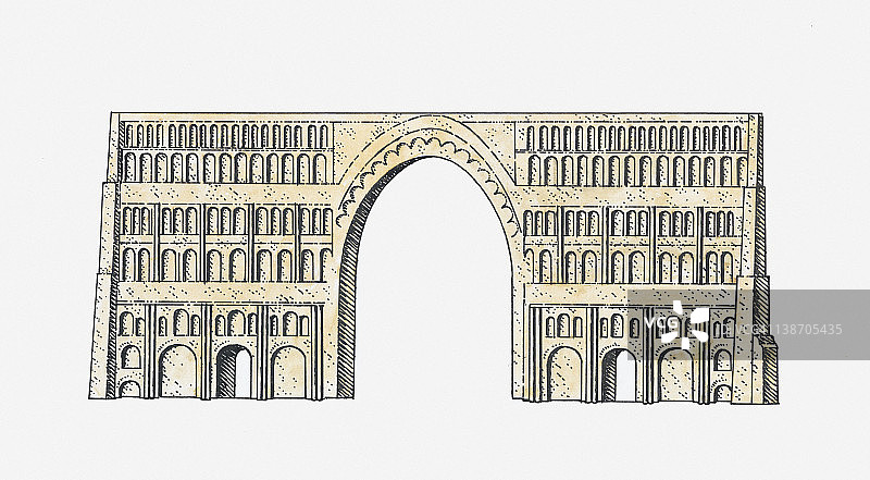 伊拉克泰西封拱门插画，约公元6世纪图片素材