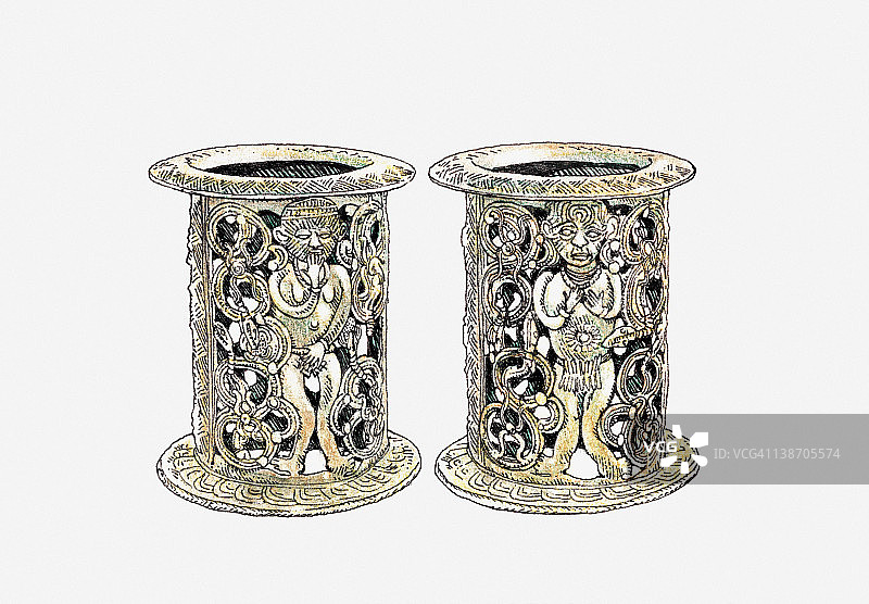 尼日利亚Igbo Ukwu的铜祭坛插画，8-9世纪图片素材