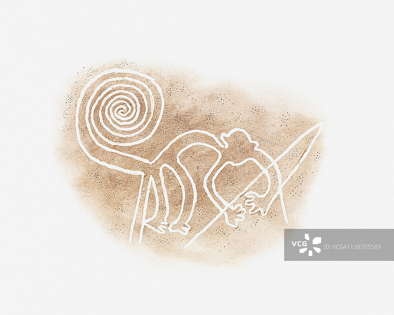 秘鲁纳斯卡线条中猴子图案的插画图片素材