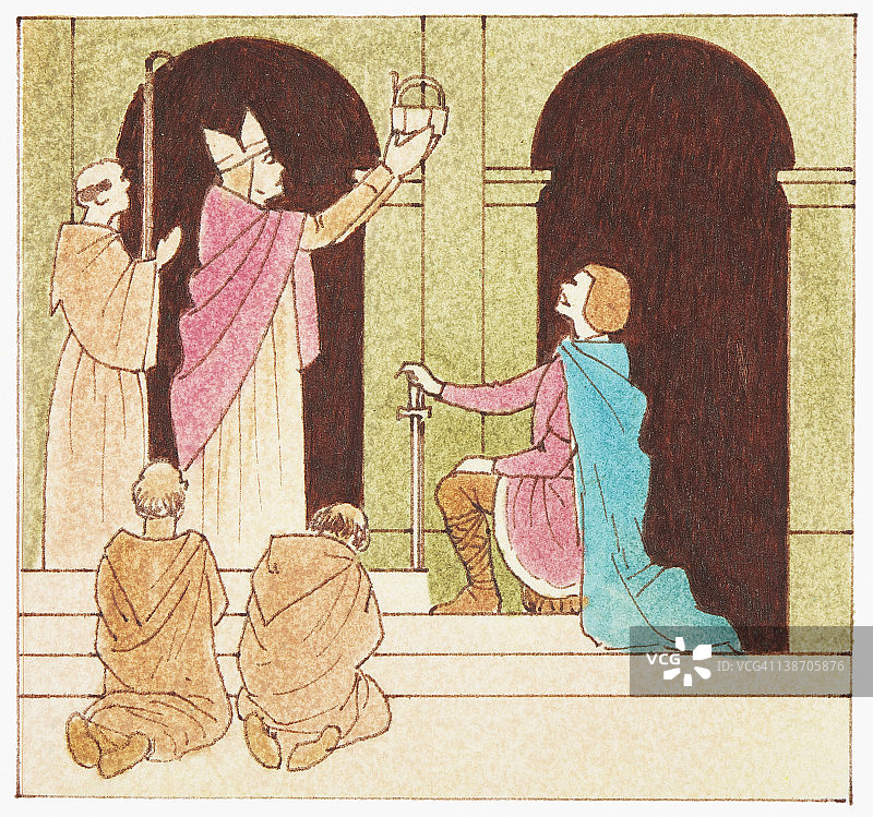 查理曼大帝被教皇利奥三世加冕为罗马皇帝插画图片素材