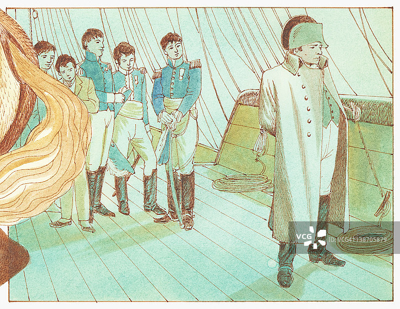 囚犯拿破仑在船上的插图图片素材