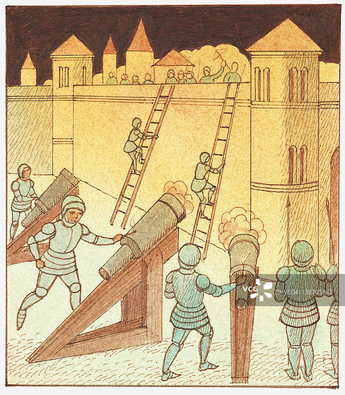 法国士兵在百年战争期间袭击奥尔良插画图片素材