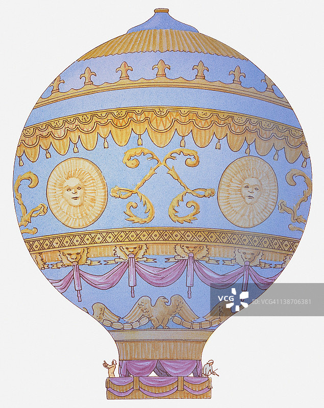 1783年孟格菲兄弟热气球插画图片素材