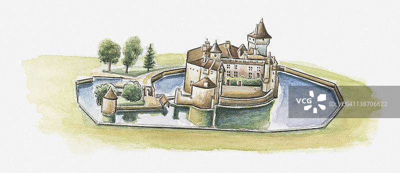 法国吉伦特省拉布雷德城堡插画图片素材
