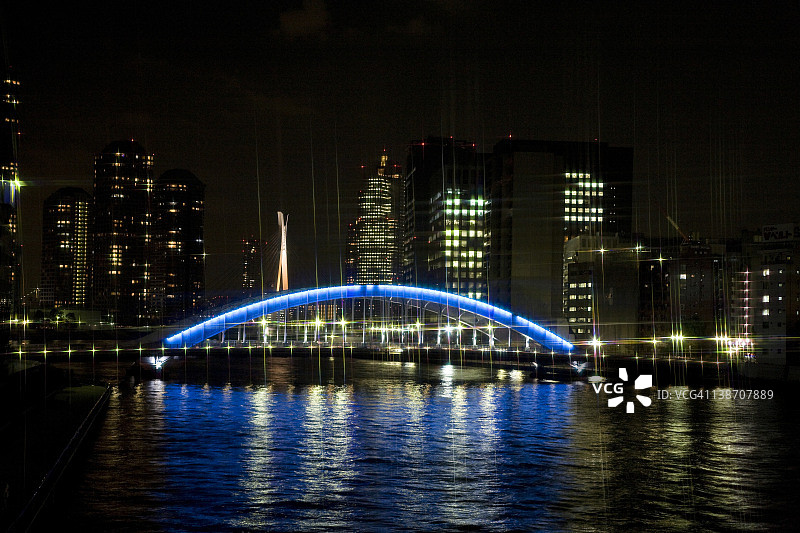 东京中央区永代桥夜景图片素材