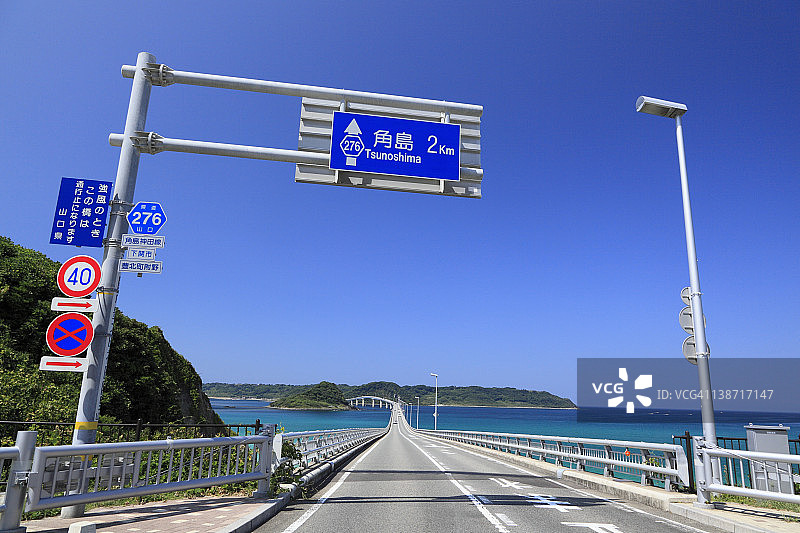日本山口县下关市角岛大桥图片素材