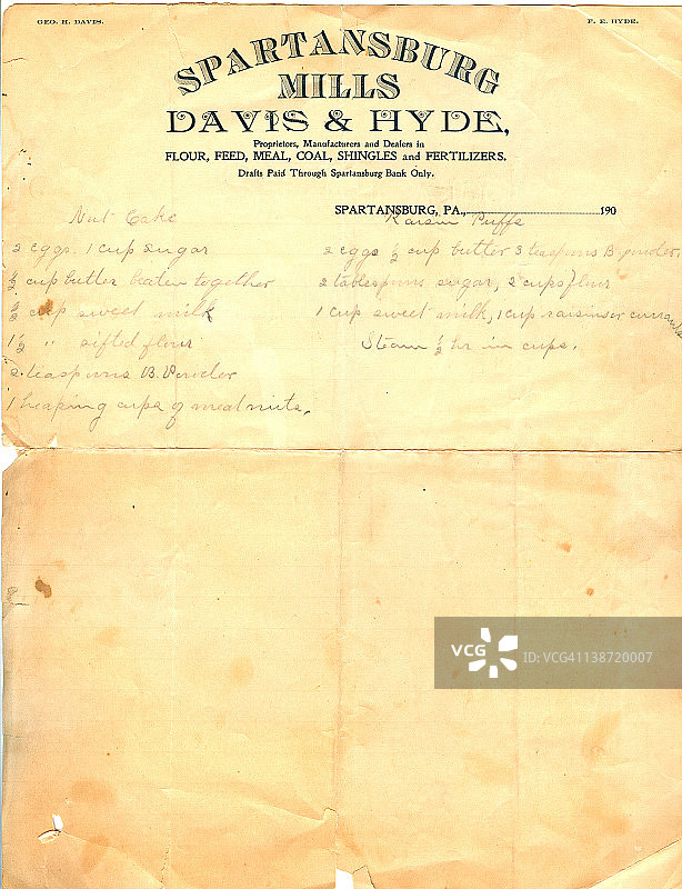 复古纸上的食谱图片素材