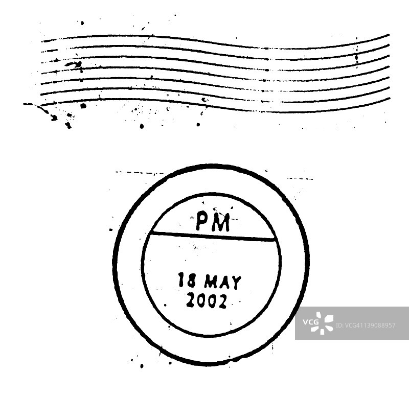白色背景上的邮政标记和邮票图片素材